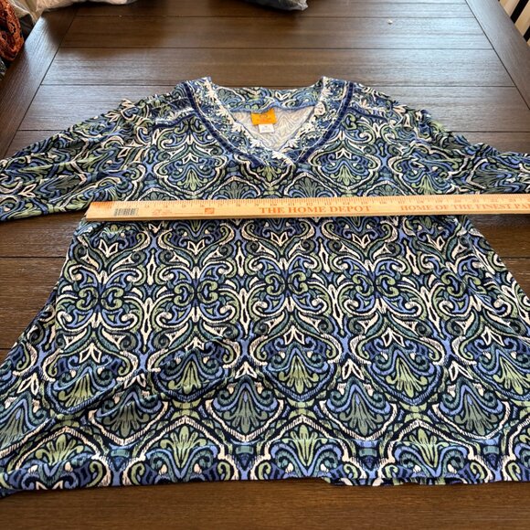 Ruby Rd. Womens Medallion 3/4 Sleeve Knit Top 1X - Picture 5 of 8